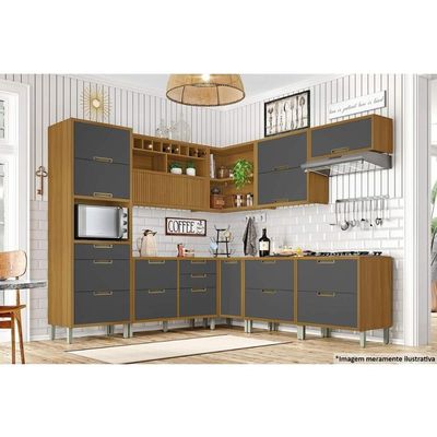 Módulo Cozinha Nesher Imperatriz Paneleiro  c/ 2 Portas e 3 Gavetas (1 Forno) Freijo/Off White