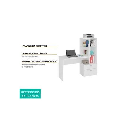 Mesa de Computador Elisa c/ 2 Gavetas e 6 Nichos Branco - Permóbili