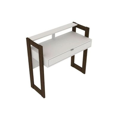 Mesa de Computador AZ1007 c/ 1 Gaveta Branco/Nogal - Tecno Mobili