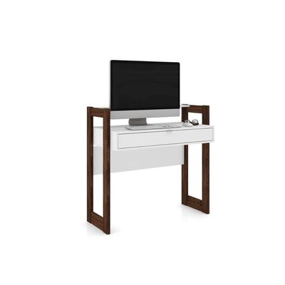 Mesa de Computador AZ1007 c/ 1 Gaveta Branco/Nogal - Tecno Mobili