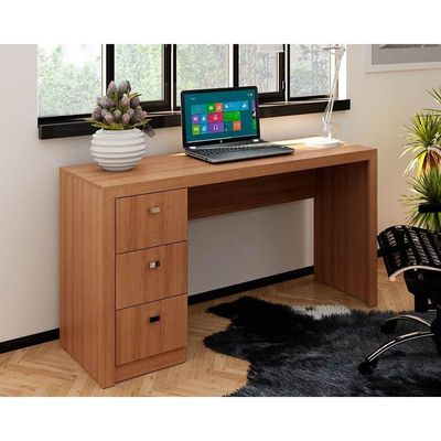 Mesa Computador ME4102 c/ 3 Gavetas Amêndoa - Tecno Mobili