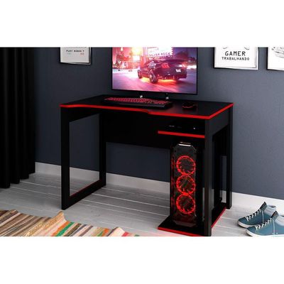 Mesa Computador Gamer ME4161 Preto/Vermelho - Tecno Mobili