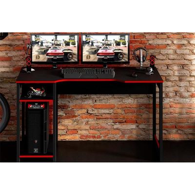 Mesa Computador Gamer ME4152 Preto/Vermelho - Tecno Mobili