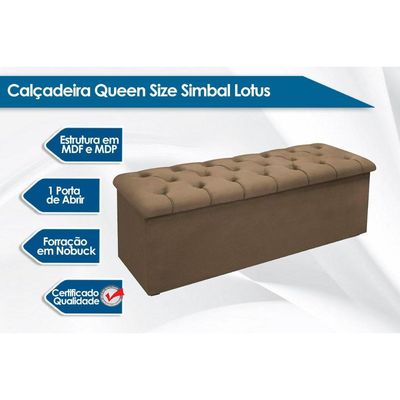 Recamier de Quarto Queen Size Lotus Suede Marrom Chocolate Simbal