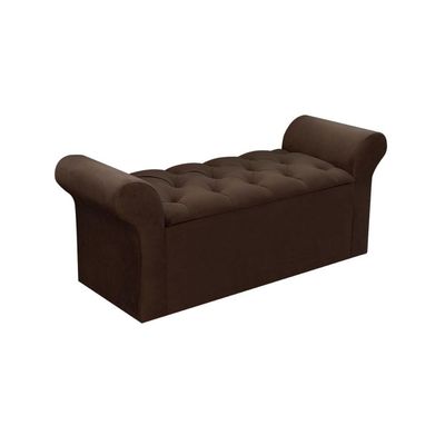 Recamier de Quarto Casal Miami Suede Marrom Chocolate Simbal