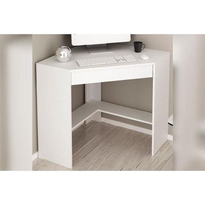 Mesa Canto p/Escritório ME4169 c/ 1 Gaveta Branco - Tecno Mobili