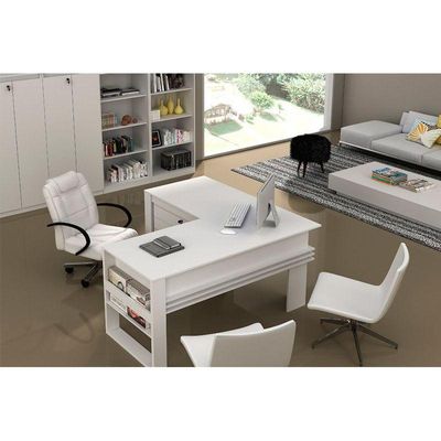 Mesa Canto p/Escritório ME4145 Branco - Tecno Mobili