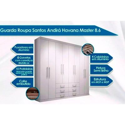 Guarda Roupa Master 8.6 + Cômoda Master 2.4 Atacama - Santos Andirá