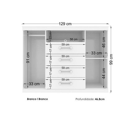 Guarda Roupa Master 8.4 + Cômoda Master 2.4 Branco - Santos Andirá