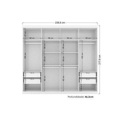 Guarda Roupa Master 8.4 + Cômoda Master 2.4 Branco - Santos Andirá