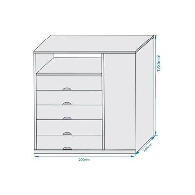 Cômoda de Quarto Portugal c/ 1 Porta 1 Nicho e 5 Gavetas Branco - Europa