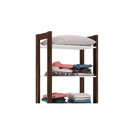 Guarda Roupa Closet Solteiro AZ1005 Armário c/ 5 Prateleiras Branco/Nogal - Tecno Mobili