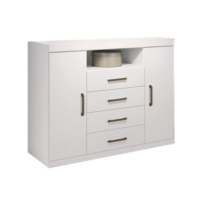 Cômoda de Quarto Master c/ 2 Portas 1 Nicho e 4 Gavetas Branco - Santos Andirá