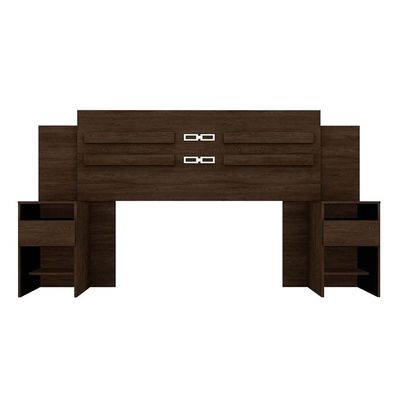 Cabeceira Cama Box Madeirado Casal Triunfo c/ 2 Gavetas Ébano Touch - Demóbile