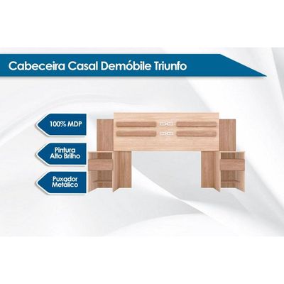Cabeceira Cama Box Madeirado Casal Triunfo c/ 2 Gavetas Ébano Touch - Demóbile
