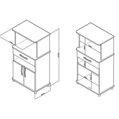 Balcão Multiuso Cozinha ASM151 c/ 2 Portas e 1 Gaveta 66cm Branco - Movelbento