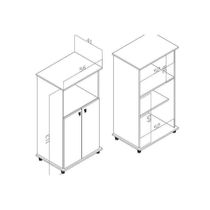 Balcão Multiuso Cozinha AM1010 c/ 2 Portas e Nicho p/ Microondas 56cm Branco - Movelbento