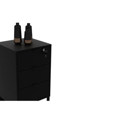 Gaveteiro p/ Escritório ME4158 3 Gavetas e 1 c/ Chave Amêndoa/Preto - Tecno Mobili