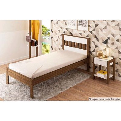 Cama Solteiro CM8006 Nogal/Branco - Tecno Mobili