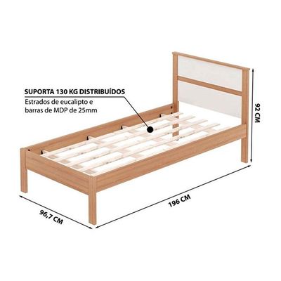 Cama Solteiro CM8004 Amêndoa/Branco - Tecno Mobili
