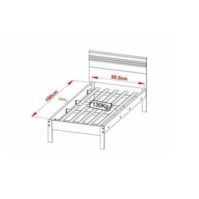 Cama Solteiro CM8010 Nogal/Branco - Tecno Mobili