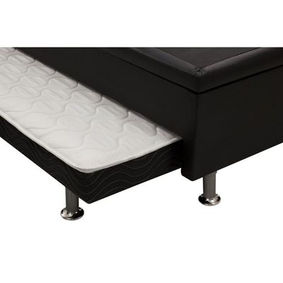 Cama Box Baú c/Auxiliar Solteiro Universal Courano Nero Black (88x188) - Ortobom