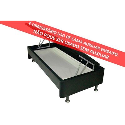 Cama Box Baú c/Auxiliar Solteiro Universal Courano Nero Black (88x188) - Ortobom