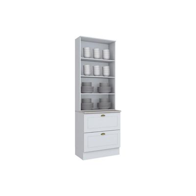 Módulo Cozinha Henn Americana Cristaleira 2 Portas c/ Vidro e 2 Gavetas 71,5cm Branco