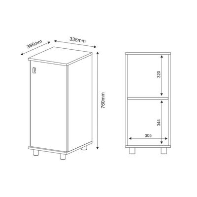 Balcão Lavanderia BL3306 c/ 1 Porta Branco - Tecno Mobili