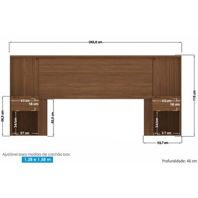 Cabeceira Cama Box Madeirado Bourbon c/ Gavetas Areia/Jatoba - Santos Andirá