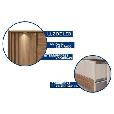 Cabeceira Cama Box Madeirado Bourbon c/ Gavetas Areia/Jatoba - Santos Andirá
