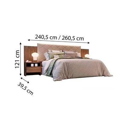 Cabeceira Cama Box Madeirado Casal Everest Plus c/ 2 Gavetas Freijo Cumaru - Novo Horizonte
