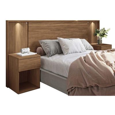 Cabeceira Cama Box Madeirado Bourbon c/ Gavetas Areia/Jatoba - Santos Andirá