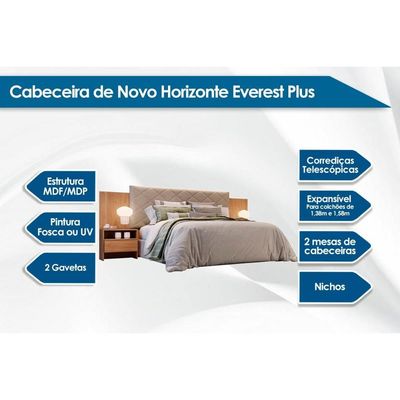 Cabeceira Cama Box Madeirado Casal Everest Plus c/ 2 Gavetas Freijo Cumaru - Novo Horizonte