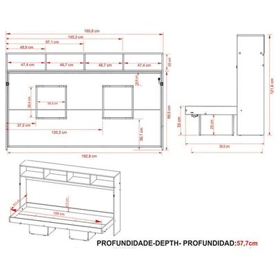 Cama Multifuncional Juvenil Articulada Dobrável CM8020 Branco - Tecno Mobili