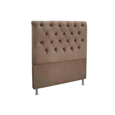 Cabeceira Cama Box Estofada Solteiro Solteiro Embaixatriz Plus Suede Bege - Simbal