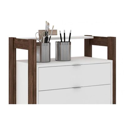 Gaveteiro p/ Escritório AZ1012 c/ 4 Gavetas Branco/Nogal - Tecno Mobili