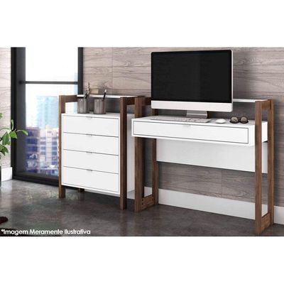 Gaveteiro p/ Escritório AZ1012 c/ 4 Gavetas Amêndoa/Branco - Tecno Mobili