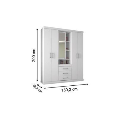 Guarda Roupa 5 Portas e 3 Gavetas Havana Star 5.3 Castanha/Off White - Santos Andirá