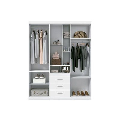 Guarda Roupa 5 Portas e 3 Gavetas Havana Star 5.3 Castanha/Off White - Santos Andirá