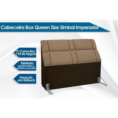 Cabeceira Cama Box Estofada Queen Queen Imperador Suede Marrom - Simbal