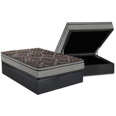 Cama Box Baú Casal: Colchão Anatômico Paropas D28 / EP Confort Firme+ Base CRC Suede Cinza(138x188)