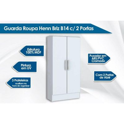 Armário Multiuso Lavanderia Zafira c/ 2 Portas Branco - Henn