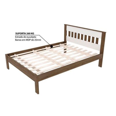 Cama de Casal CM8007 Nogal/Branco - Tecno Mobili