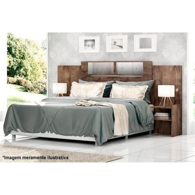 Cabeceira Cama Box Madeirado Solteiro/Casal/Queen Mila Extensível c/ Espelho Branco - Panan