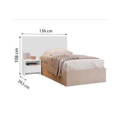 Cabeceira Cama Box Madeirado Solteiro Prime c/ 1Gaveta Freijo Cumaru c/ Fendi - Novo Horizonte