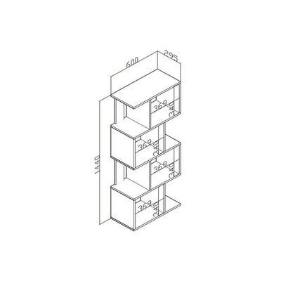 Estante Livreiro Solteiro ESM218 c/ 4 Nichos Preto - Movelbento