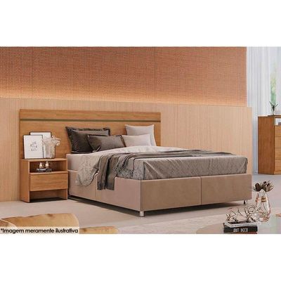 Cabeceira Cama Box Madeirado Casal Prime c/ 1 Mesa Freijo Cumaru - Novo Horizonte