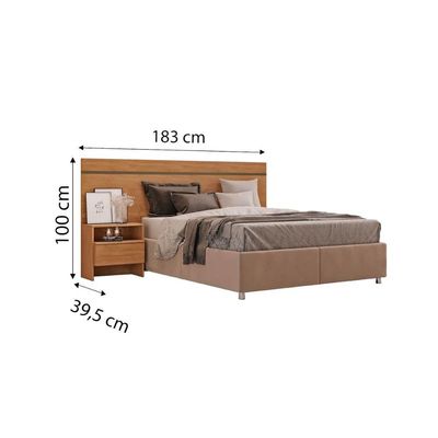 Cabeceira Cama Box Madeirado Casal Prime c/ 1 Mesa Freijo Cumaru - Novo Horizonte