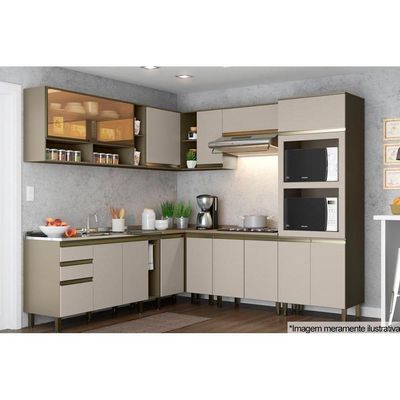 Gabinete de Cozinha Modulado Balcão Connect 1 Porta c/Tampo Duna/Cristal - Henn